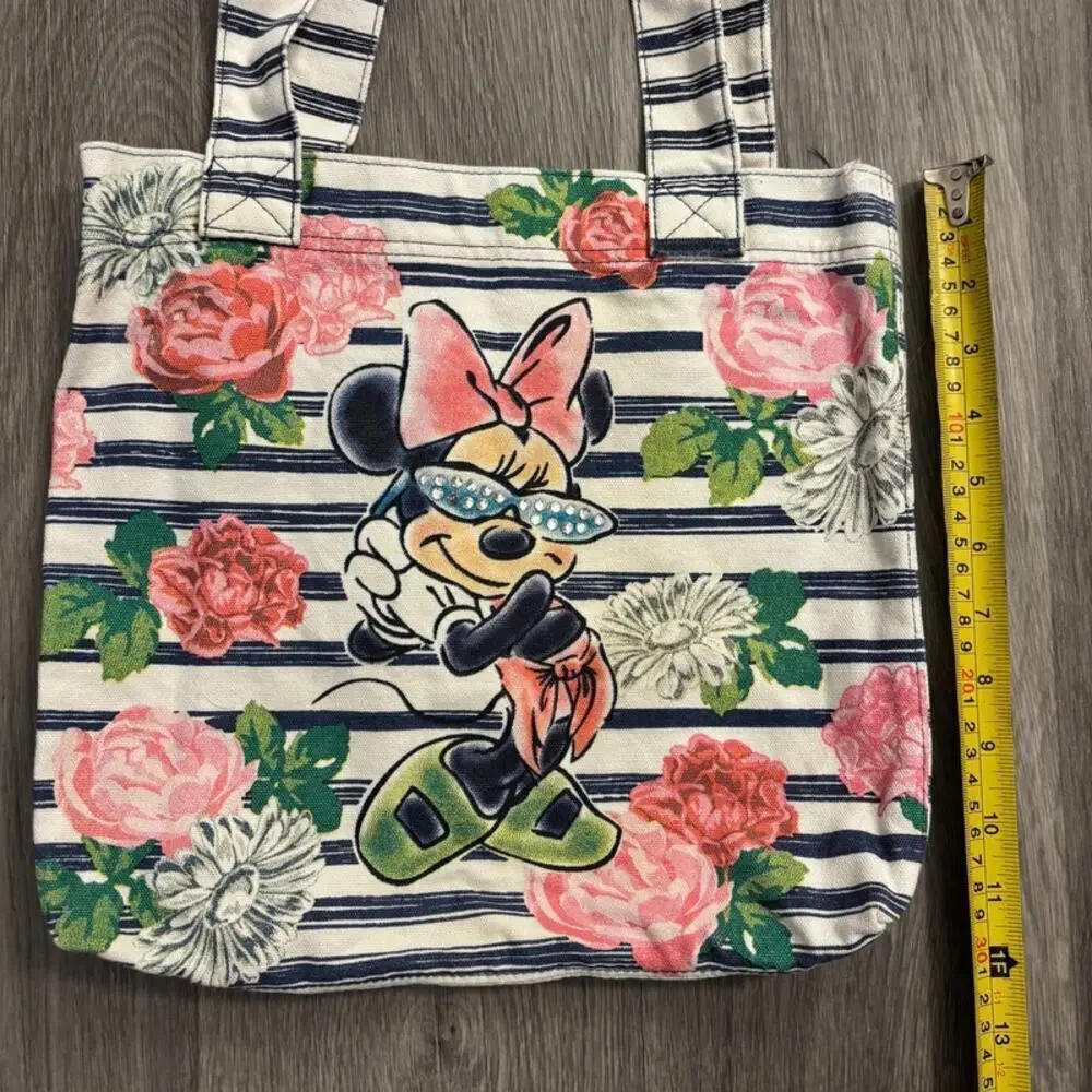 Disney Parks Authentic Minnie Navy Blue Striped Bag Beach Resort